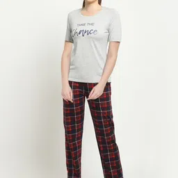 Kanvin Women Grey Printed Pure Cotton Night Suit-picture-47