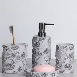 OBSESSIONS Grey Polyresin 4 Pcs Bathroom Set-14