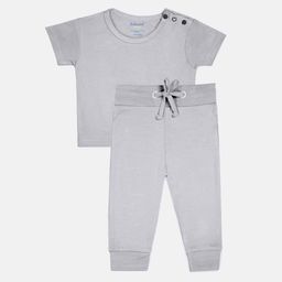 Softsens Kids Grey Solid Bamboo Top With Pyjamas-image-90