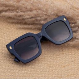 TED SMITH Womens Polycarbonate UV Protection Grey Graded Lens Black Square Sunglasses-image-52