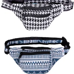 Kanha men/women stylish waist bag combo set strong cotton adjustable multi strips waist bag-image-59