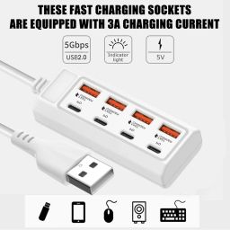 TECHEL USB HUB Adapter 8 In 1, 4 Type C & 4 USB Port Adapter In Good Quality JKD5 USB HUB Adapter 8 In 1, 4 Type C & 4 USB Port Adapter In Good Quality JKD5 USB Hub-image-83