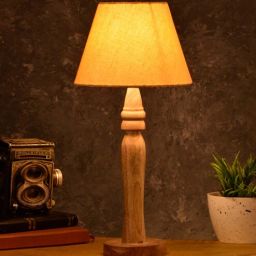 Green Girgit Round Brown Lamp With Taper Yellow Cotton Shade by Green Girgit-picture-17