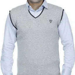 Men Solid V Neck Grey Sweater-image-46