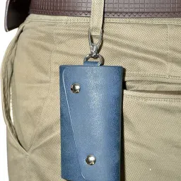instabuyz Leather Pouch Keychain /Wallet Key Chain/ key organizer with 6 Key Hooks Blue A1 Key Chain image 5