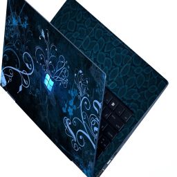 INDIA SHOPERS Full Body Laptop Skin For 14 to 15.6 inch Laptop - Window Blue Floral Design Self Adhesive Stretched Vinyl Laptop Decal 15.6-1