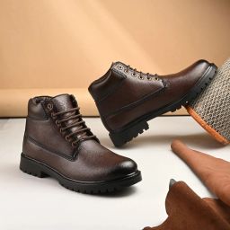 Men Brown Solid Casual Chunky Boots || Synthetic Leather Boots || Boots For Men Boots For Men-image-39