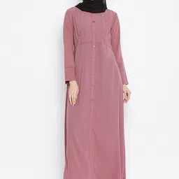 NABIA Women Pink Solid Abaya Burqa With Scarf-image-51