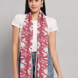 HANDICRAFT PALACE Floral Printed Cotton Scarf-0