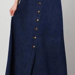 Women Solid A-line Blue Skirt-image-13