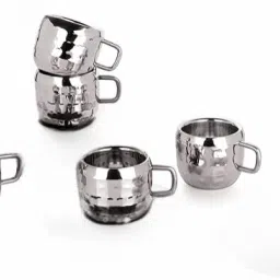 Pack of 6 Stainless Steel Steel Tea Cup, Tea Cup Set Of 6, Tea Cup, Tea Cup Set Double Wall Hemmer-image-9