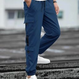 Men Solid Blue Track Pants-image-63