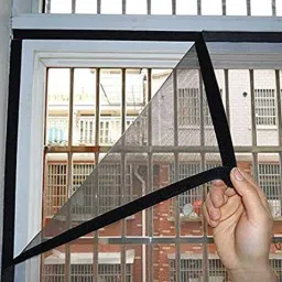buyagain HDPE - High Density Poly Ethylene Infants Washable Mosquito Net Insect Mesh with Velcro Tape || PVC MESH//in(Black Color) Window Net ||Insect Repellent ||(1 Pack) Insect Fly Bug Mesh Screen- Velcro Model Mosquito Net image 2