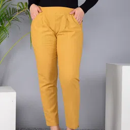 murli kurti Women Regular Fit Gold Cotton Blend Trousers-picture-8