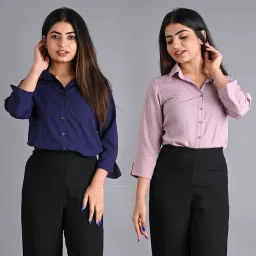 Women Regular Fit Solid Button Down Collar Casual Shirt-image-55