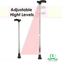 4 Leg Black Base With Extra Support Height Adjustable Old Age Walking Stick Walking Stick-picture-3