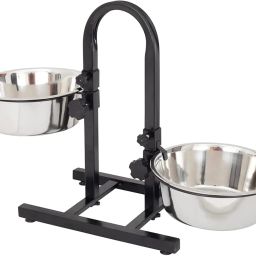 Pet Dog Food Bowl,H-Base U Double Bowl Stand Two Stainless Steel Removable Bowls Stainless Steel Pet Bowl-13