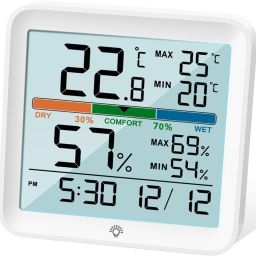 Hygrometer Indoor Thermometer Digital Temperature & Humidity Meter Room Climate Indicator With Calibration Touchable Night Light, Comfort Display Max/min Data All-in-One Digital Moisture Measurer-11