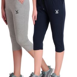 Sporty Women’s Capri Leggings Perfect for Workouts & Outdoor Fun Women Grey, Dark Blue Capri-image-51