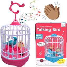Talking Bird Toy in Cage, Sound-Activated, Repeats Words, Lights Music for Kids-13