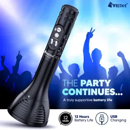vrjtec Design 2 Wireless Microphone hifi speaker Mike Portable Handheld Mic with Bluetooth Speaker - Black Microphone image 2
