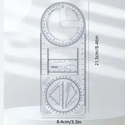vyomenter Multifunctional Geometric Ruler Student Math Movable Drawing Template Measuring Ruler image 4