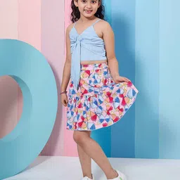pspeaches Girls Printed Top with Skirt-image-34