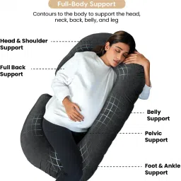 C-Shaped Full Body Pregnancy Pillow with Removable Velvet Cover Polyester Fibre Stripes Pregnancy Pillow Pack of 1-image-73