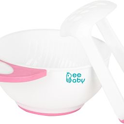 Food Mash & Serve Bowl Set For Baby (Pink)- Polypropylene-image-48