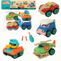Assembly Millinery Vehicle Set with 1 Screwdriver Car Public Van Tank Helicopter-42