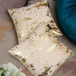 hosta homes 2 Pcs Beige Velvet Abstract 16X16 Inches Cushion Covers-picture-12