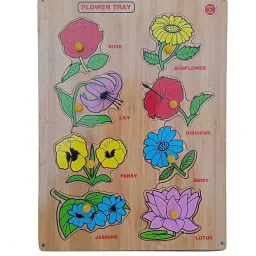 Wooden Flowers Puzzle With Nob for kids-15