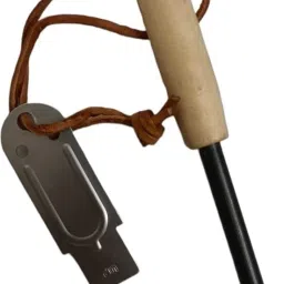 Survival Flint Fire Starter with Easy Wooden Grip Handle TK-4769 Flint Fire Starter Striker Included-23