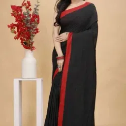 Solid/Plain Handloom Pure Cotton, Khadi Saree-image-0