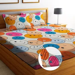 180 TC Cotton Double Printed Fitted (Elastic) Bedsheet-picture-24