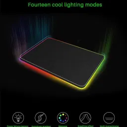 BUYFLUX Gaming Mouse Pad, 10 Mode RGB Extended Soft Mousepad Smooth Surface and Non-Slip Rubber Base Computer Mouse Pad Mat (Black, RGB 13.7 x 10 inch) Mousepad image 3