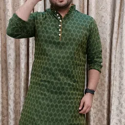 Men Self Design Jacquard Straight Kurta-image-71
