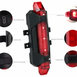 dstechbar Cycle Tail Light 7 Mode Waterproof USB Rechargeable (Red) LED Rear Break Light image 4