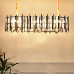 kapoor lampshades Black and Gold Metal & Glass Island Chandelier-picture-45