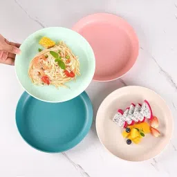 keshuenterprise wheat straw random dinner plates set of 4 Tray image 2