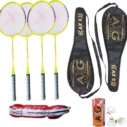 Robust Aluminium Badminton Set (4 Racquets, 3 Shuttles, Net and 2 Covers) Badminton Kit-image-67