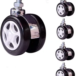 Office Chair Wheels (Caster) Heavy Duty Silver Screw Type Nylon Set of 5 Appliance Furniture Caster-image-40