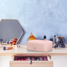 Cortina Peach-Coloured Zipper Portable Jewellery Storage Organiser image 5