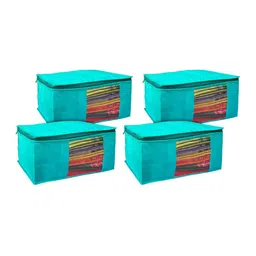 Kuber Industries Blue Set Of 4 Solid Non-Woven Drawer Organisers-8