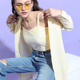 Pack of 2 Casual Regular Sleeves Striped Women White, Yellow Top-image-47