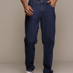 Men Relaxed Fit Mid Rise Dark Blue Jeans-image-62