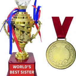 lcarno World's Best Sister Gold Plastic Trophies, Gold Award Trophy Cup, Rewards F-357 Trophy-picture-7