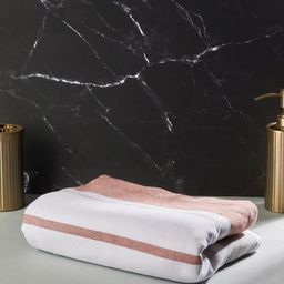 Fabindia Rust-brown & White Striped Cotton 300 GSM Bath Towel-0