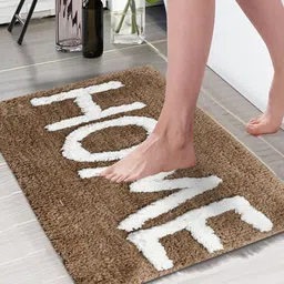 Aura Brown & White Home Self-Design 1850 GSM Anti-Skid Microfiber Large Bath Mat-19