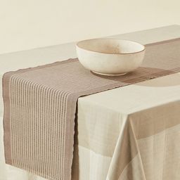Fabindia Beige & Black Woven Design Pure Cotton Table Runner-28